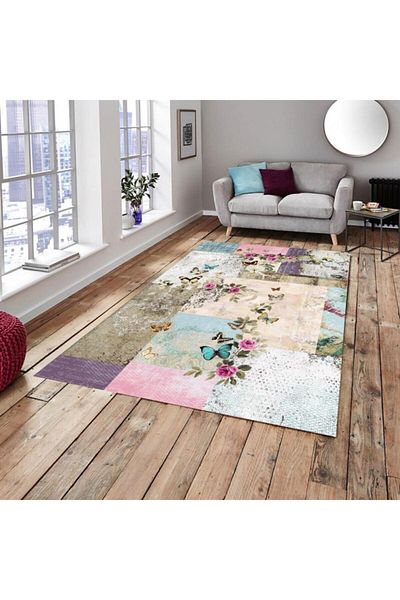 MEKA TEKSTİL Silk Velvet Romantic Carpet Cover - Elastic Case