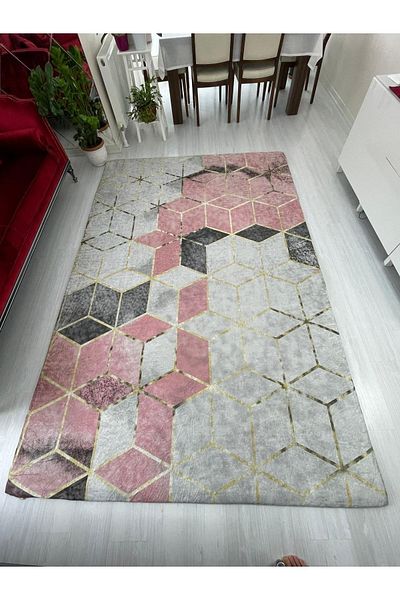 MEKA TEKSTİL New Model Powder Pyramid Patterned Silk Velvet Elastic Carpet Cover