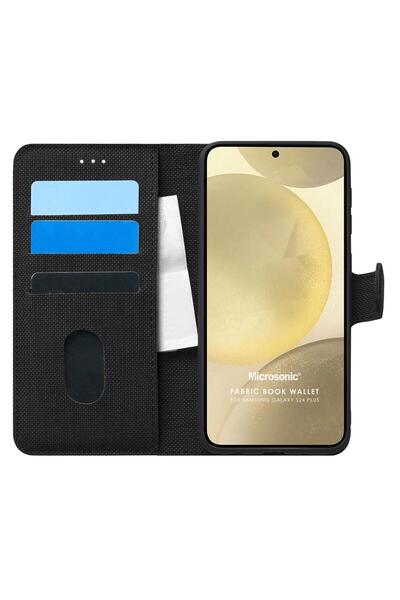 Microsonic Samsung Galaxy S24 Plus Kılıf Fabric Book Wallet Siyah