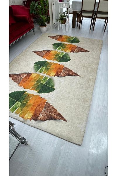 MEKA TEKSTİL 3d Leaf Model Silk Velvet Elastic Carpet Cover