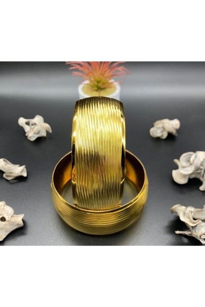 barisiva gold 22 Ayar Altın Kaplama Kadın 4 Cm Eninde Bilezik Modeli 1 Adet F...