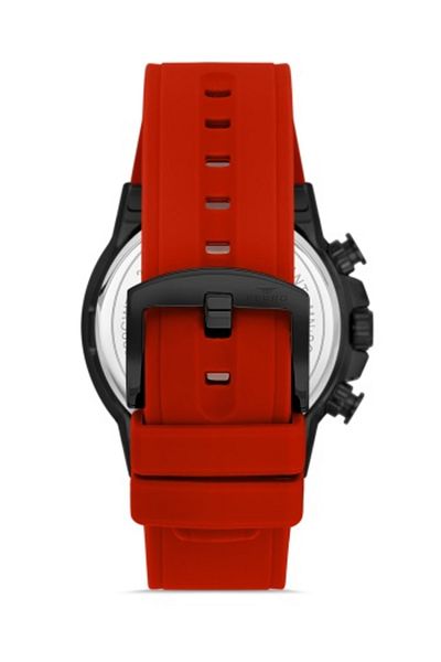 FERRO Men's Wristwatch - Quartz Silicone, Burgundy Black, 47 mm, Dial Chron
