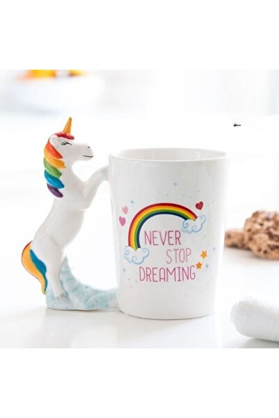 Çılgıntrend Unicorn Tasarımlı 3D Seramik Kupa Bardak 400 ml