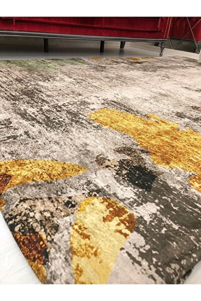 MEKA TEKSTİL Yellow Jet Model Silk Velvet Elastic Carpet Cover