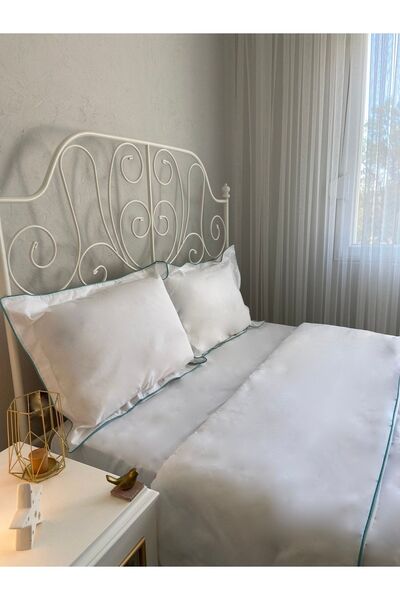 calinahome ملاءة مطاطية بيضاء مزدوجة