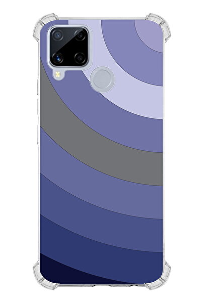 PrintiFy Realme C15 Uyumlu Köşe Korumalı Renk Cümbüşü D Tasarımlı Şeffaf Silikon Kılıf