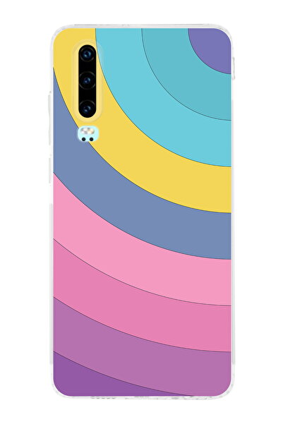 PrintiFy Huawei P30 Uyumlu Kamera Korumalı Renk Cümbüşü B Tasarımlı Şeffaf Si...