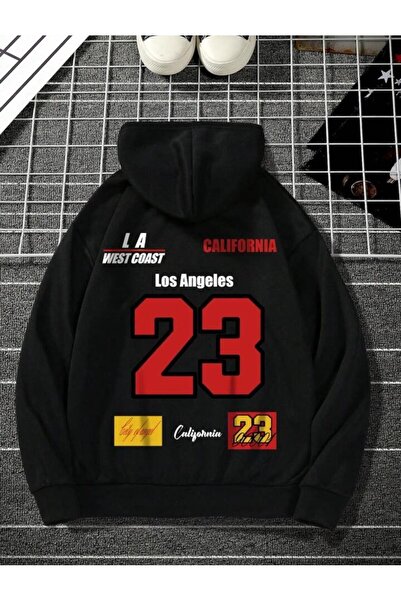 Touz Moda Лос-Анджелес, чорна унісекс-худі з капюшоном і принтом