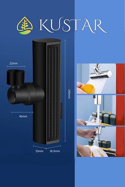 KUSTAR Black Saving 4 Modes Waterfall Adjustable Faucet Head Kitchen Sink Mixer Sink Faucet