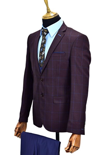 BAGLAN Erkek Bordo Kombinli Takım Elbise VPO-5118