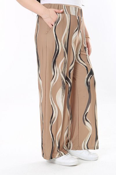 Şans Pantaloni din Lycra cu model kaki de mărime mare - Talie elastică, buzunar lateral 65N38055