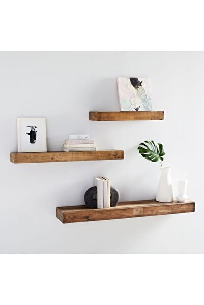 OlcayAksesuar Ahşap Dekoratif 3'lü Uçan Raf Kitaplık Gizli Duvar Monte Raf