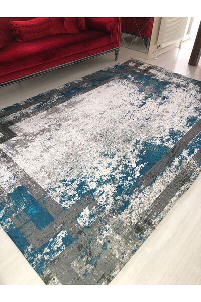 MEKA TEKSTİL New Model Blue Frame Elastic Carpet Cover