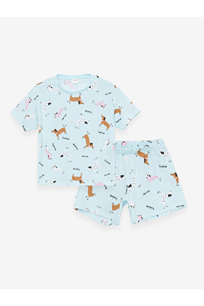 LC Waikiki Girl's Pajama Set with Shorts - Crew Neck, Short Sleeve