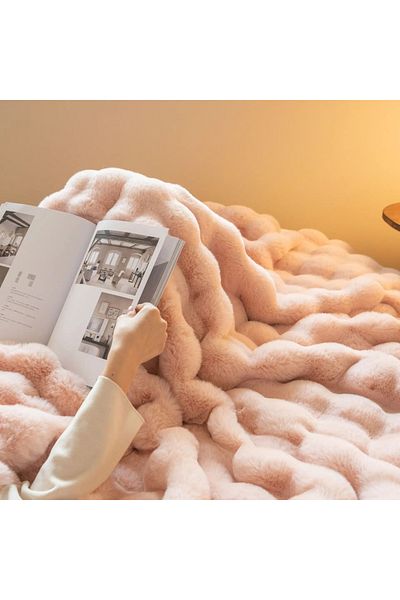 baladı home ev tekstil home collection Single Thick Plush Bedspread - Blanket 155 x 200 cm + 1 Pillowcase