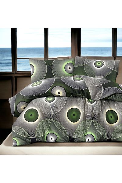 MAJESTE Exclusive 100% Natural Cotton Ranforce Double Duvet Cover Set-techno Green