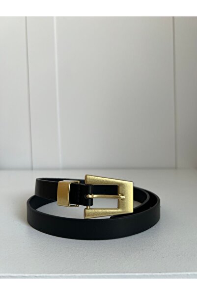 Eksibir Mat Sarı Tokalı Kadın Kemeri Pantolon Kemeri