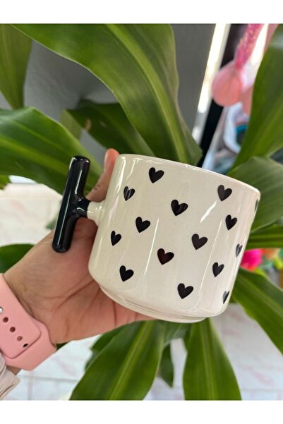 EyER Shoping Black Nescafe Cup - 1 Piece Heart t Handle Mug