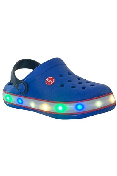 Akınal Bella E196 F.017 - Children's Lighted Slippers, Saks Blue/White