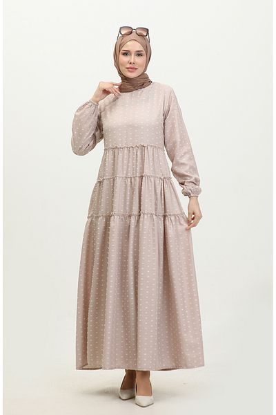 sefamerve Mink Layered Dress - Pintuck Patterned, Model 0371-06