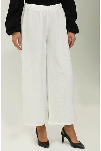 sefamerve Ecru Aerobin Fabric - Wide Leg Trousers 0145-01