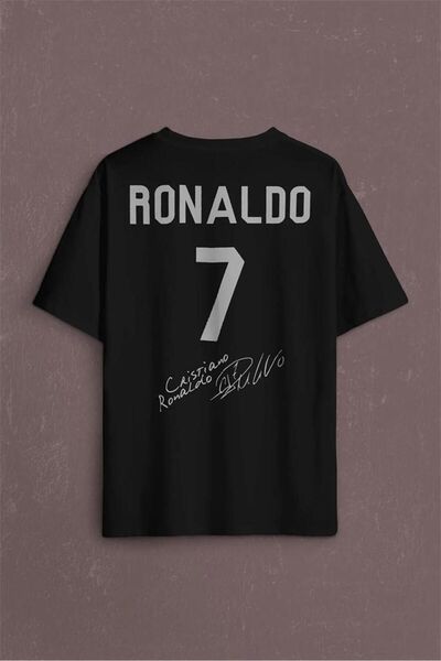 JoneBase Unisex Ronaldo CR7 Baskılı Oversize %100 Pamuk T-shirt