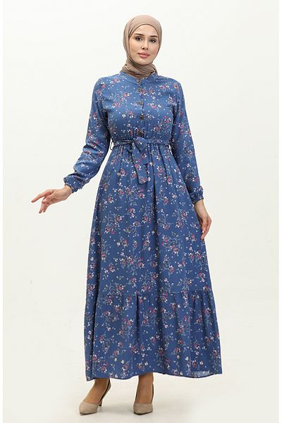 sefamerve Μαύρο Φόρεμα Βισκόζης - Floral Pattern, Model 5068-01