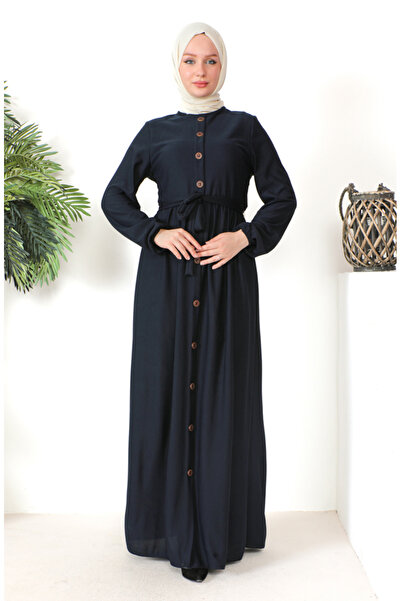 sefamerve Φόρεμα με λεπτομέρεια με κουμπιά Navy Blue - 7878-08