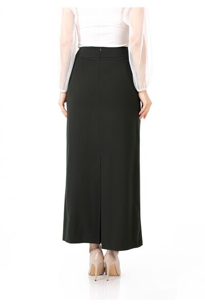 G-Line Khaki Colored Maxi Length Classic Skirt - With Back Zipper and Slit