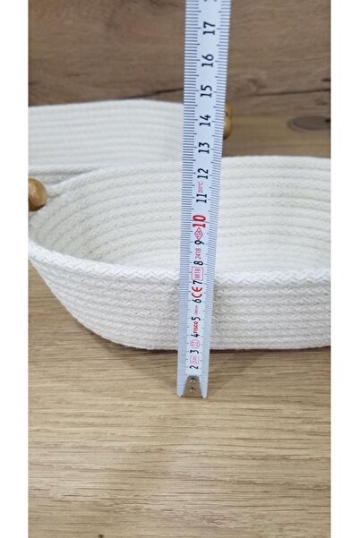 Minimalhomedesign 25 cm Wooden Beaded Bread BasketCord Rope Basket, Organizer Set of 2