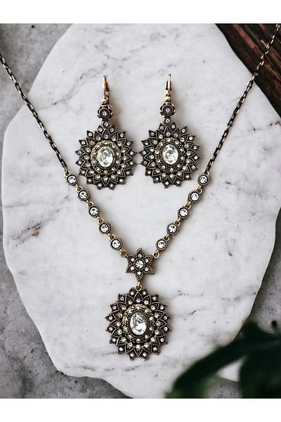 FAYRA ACCESSORIES Sun Figure Choker Necklace and Earring Set