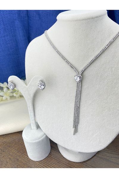 Kyver Evening Dress Jewelry Wedding Jewelry Set Waterway Heart Necklace Earring Set