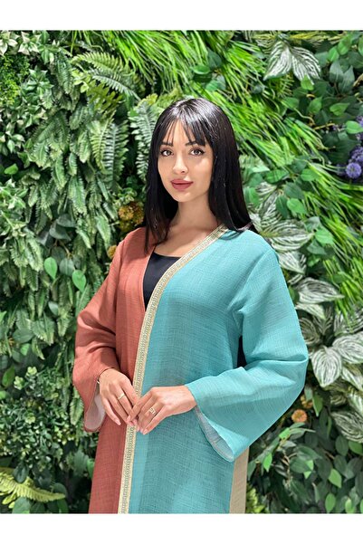 fiore fashion Colorful Linen Kaftan Abaya Ferace Linen Abaya Bisht Suitable for Size 38-42