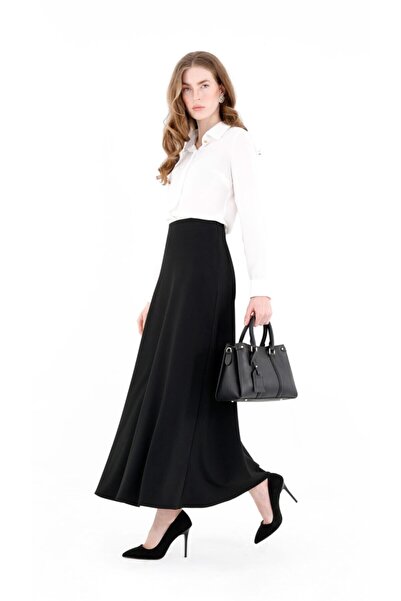 G-Line تنورة ماكسي بوي الكلاسيكية السوداء المبطنة بسحاب على شكل حرف A