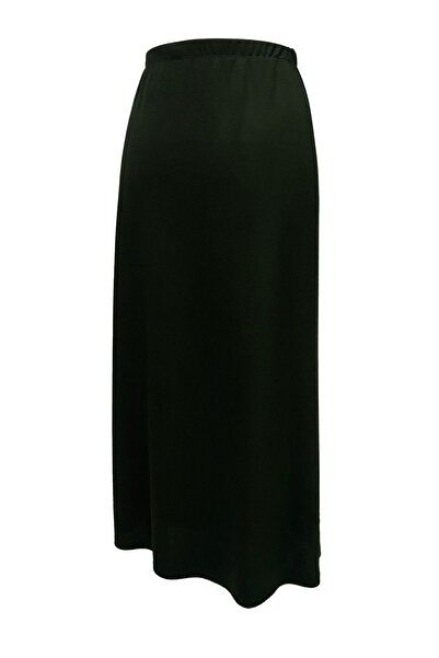 Giyinen Mağazaları Χακί Buğra Μέση Ελαστική Φούστα με Εσωτερική Φόδρα