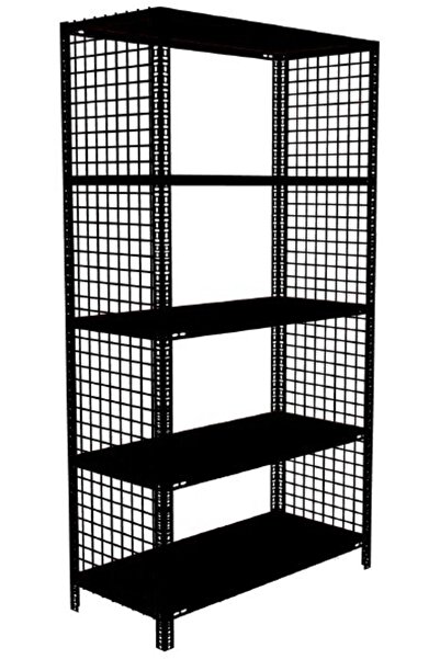 RafBurada ® 5 Katlı 31x93-200 Cm Siyah Renkli Tel Kafes Çelik Raf. Dekoratif Raf