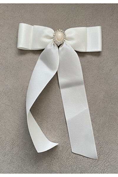 Bride Glim نموذج قطرة من اللؤلؤ والأحجار Grogen Ribbon Bow مشبك تلقائي