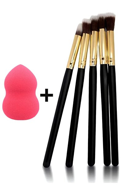 Nofella 5'li Far Karıştırma Fırçası + Makyaj Süngeri Seti