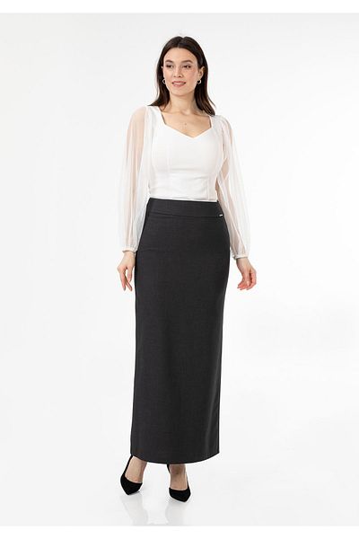 G-Line Anthracite Maxi Classic Skirt - With Back Zipper and Slit