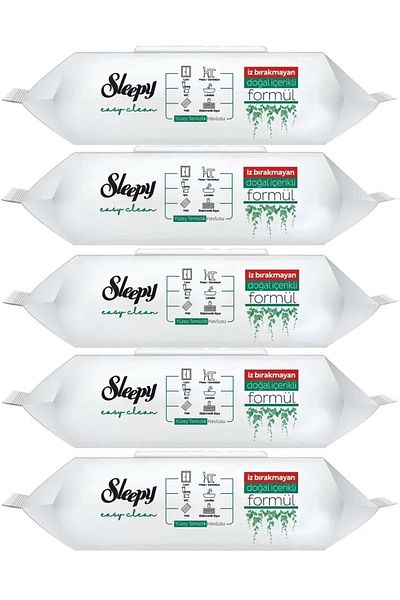 Sleepy Fixed Refreshable 100 Sheet Surface Cleaning Towel, Set of 5 with Plastic Cover