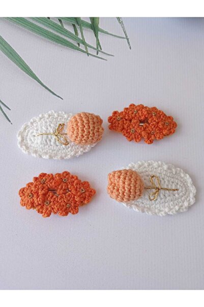 Kadın Girişimciler Atölyesi Narandžasti set ručno izrađenih kopči od 4 delova