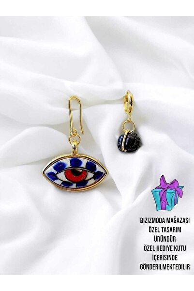 bizizmoda Handmade Ceramic Eye Glass Bead Earrings