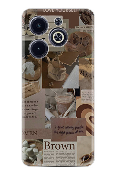 INFINIX Hot 40i Kılıf Desenli Baskılı Silikon Brown STK:3