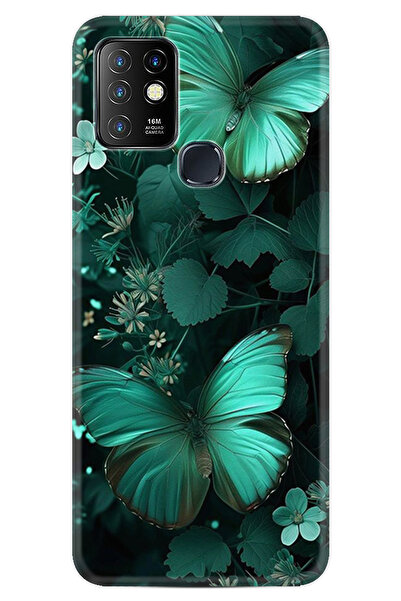 INFINIX Hot 10 Kılıf Desenli Baskılı Silikon Green Butterflys STK:44