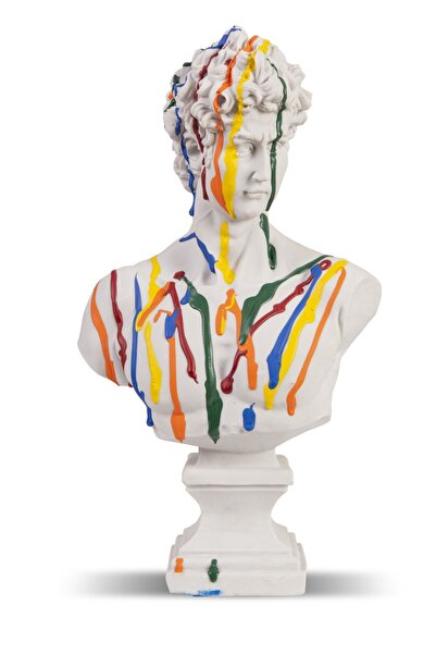 SNM Home Decoration - David/davut Kaideli Beyaz Pop-art Büst Heykel 42x24 Cm