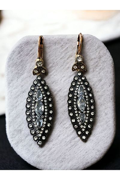 FAYRA ACCESSORIES Diamond Mounted Zircon Stone Earrings