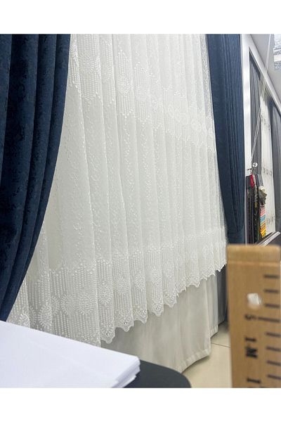 FİENS Scurt 623 Sparkly Marmură Partea de jos Fagure Tulle Cortina Nu vrea să călcească 1e 2 straturi Plis