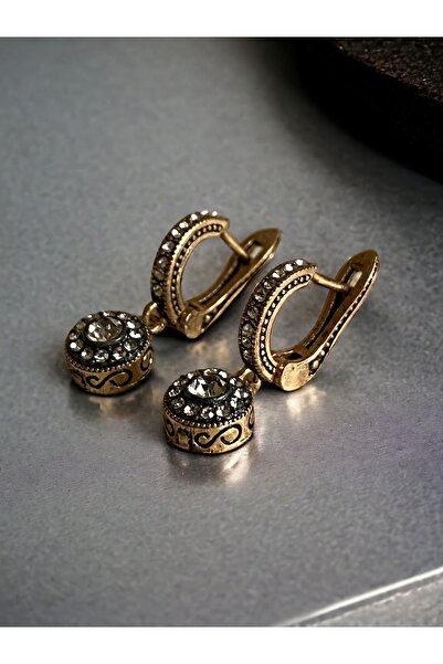 FAYRA ACCESSORIES Zirkon Taşlı Yuvarlak Minimal Sallantılı Küpe