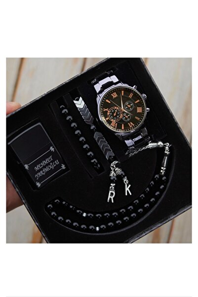wesscollection Su Geçirmez Erkek Kol Saati Çakmak Tesbih Ve Bileklik Set