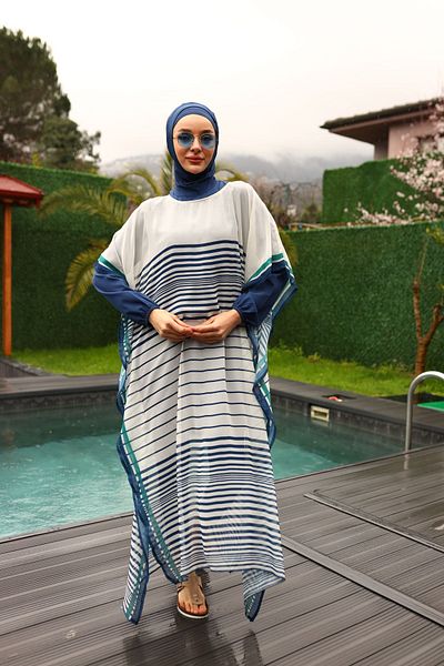 ButikKardelen Camellia Patterned Hijab Swimsuit 5 Pieces - 10364